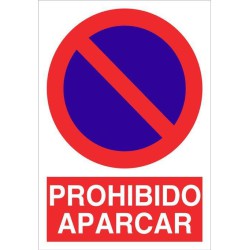 Señal prohibido aparcar con texto