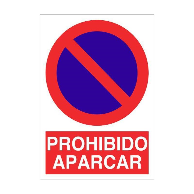 Señal prohibido aparcar con texto