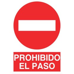 Señal de poliestireno de prohibido el paso de 297 x210 mm