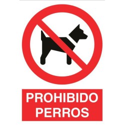 Señal de poliestireno de prohibido perros de 297 x210 mm
