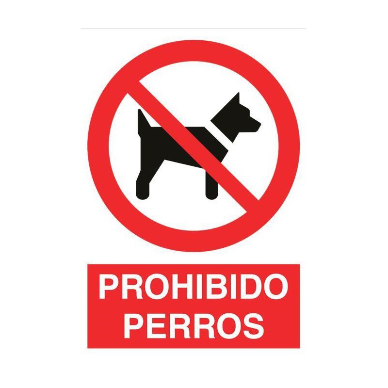 Señal de poliestireno de prohibido perros de 297 x210 mm