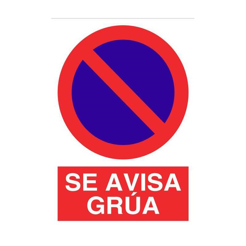 SEÑAL PROHIBIDO APARCAR SE AVISA GRUA con texto 297 x 210 mm