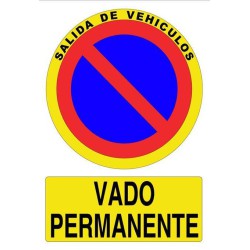Señal de poliestireno de Vado Permanente de 297 x210 mm