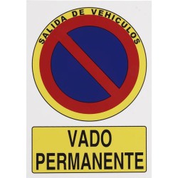 Señal de Aluminio de Vado Permanente de 297 x210 mm