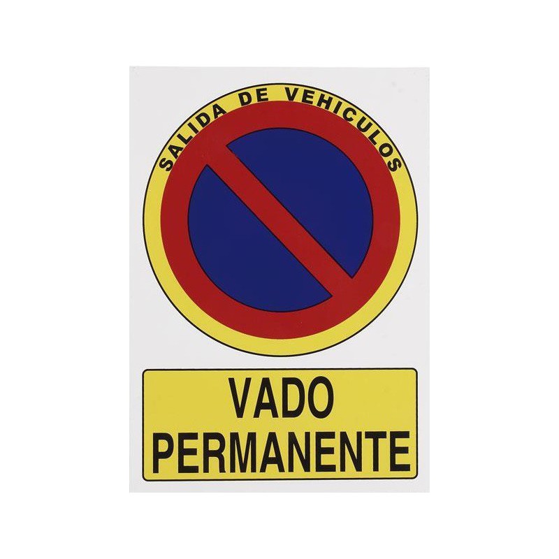 Señal de Aluminio de Vado Permanente de 297 x210 mm