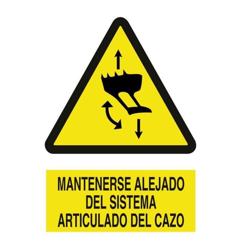 SEÑAL ADHESIVA MANTENERSE ALEJADO DEL SISTEMA ARTICULADO DEL CAZO 297 x 210