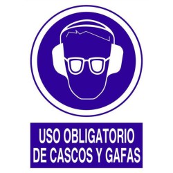SEÑAL USO OBLIGATORIO DE CASCOS Y GAFAS 297 X 210 mm