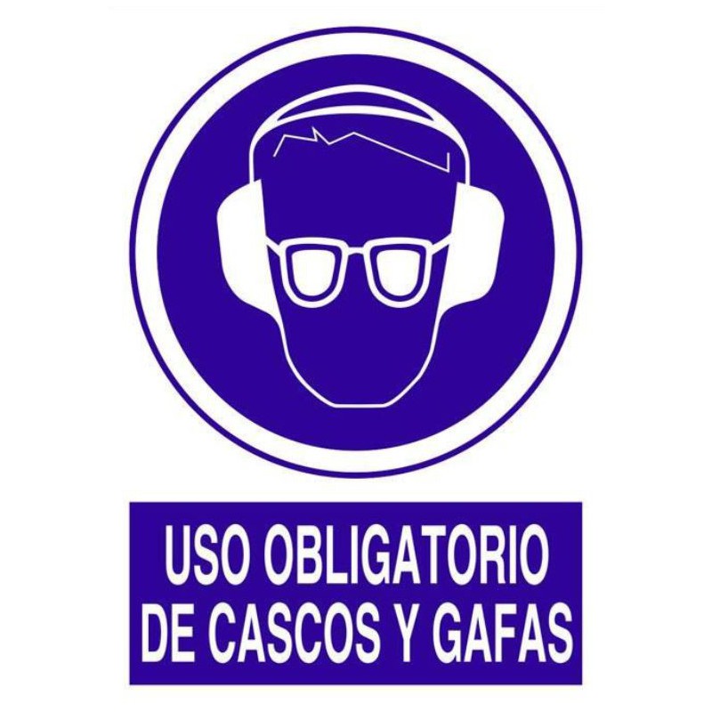 SEÑAL USO OBLIGATORIO DE CASCOS Y GAFAS 297 X 210 mm