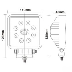 Faro Trabajo LED Cuadrado 24W 1920 lm 12-24V - Corto alcance
