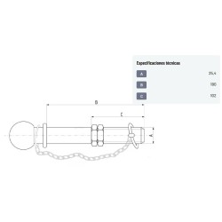 ola de Enganche Ø50 mm 1" UNF 190 mm – 2000 kg