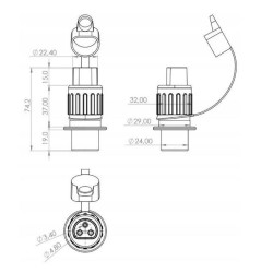 Enchufe Macho 3 Polos 12/24V Plástico