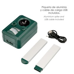 Ahuyentador Ultrasonidos Solar Animales con Sensor y LED