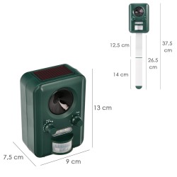 Ahuyentador Ultrasonidos Solar Animales con Sensor y LED