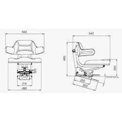 Asiento Tractor Universal PVC Amarillo – Regulable 60-130 kg