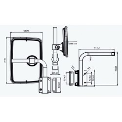 Espejo Convexo Tractor 140x210 mm + Varilla 16mm – John Deere / Ebro
