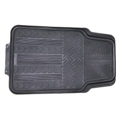 Set de 4 alfombrillas universales para coche en PVC negro. Antideslizantes, ajustables y fáciles de limpiar. Compatibles con el