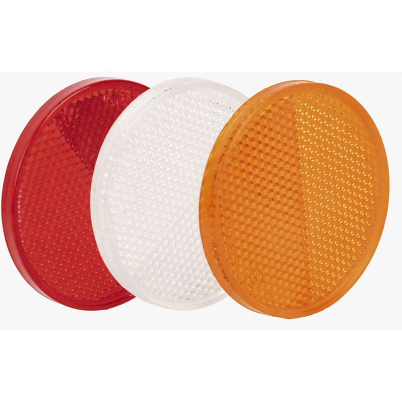 Catadióptrico Redondo 60mm con Adhesivo Fuerte Homologado - Rojo Ámbar Blanco