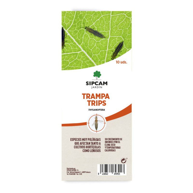 Trampa cromatica con adhesivo para Trips, (Frankliniella, Thrips spp.)
